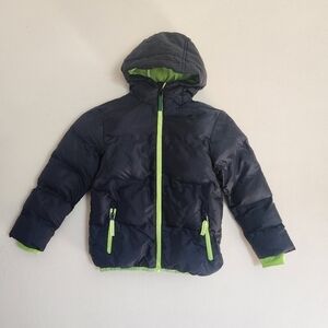 C9 Champion boys blue puffer jacket w/ neon and thumbholes size XS 4-5